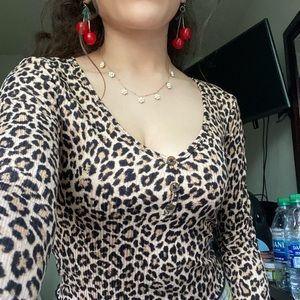 Leopard print long sleeve top